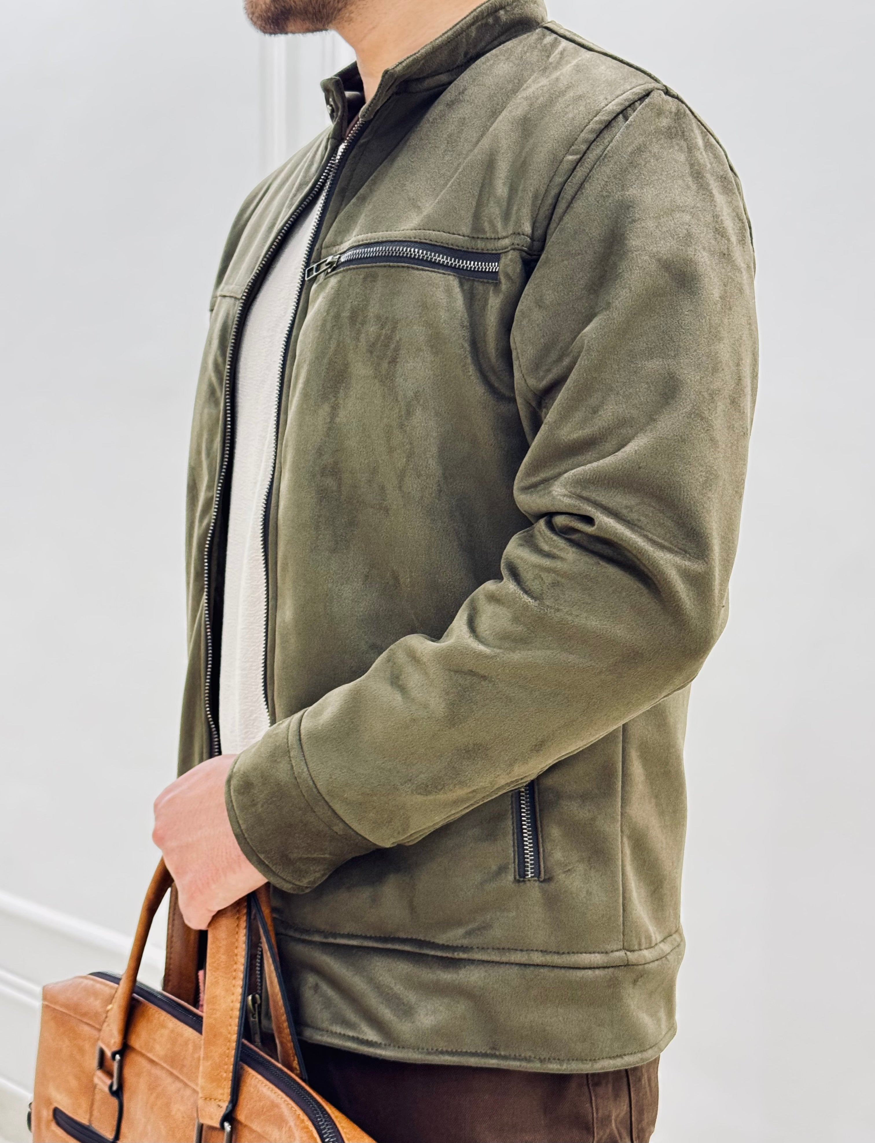 Suede Olive Green Jacket - Vol II