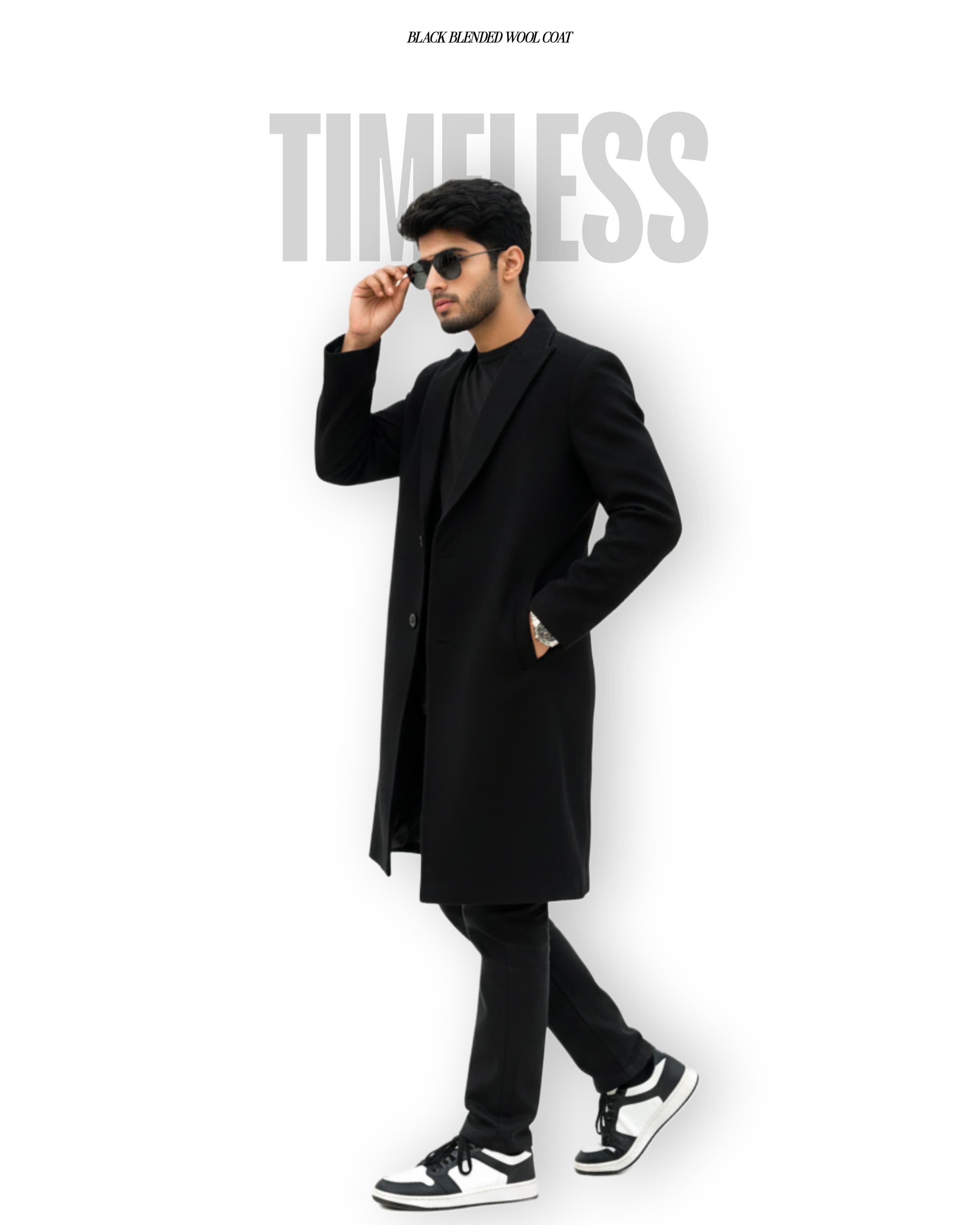 Black Blended Wool Coat