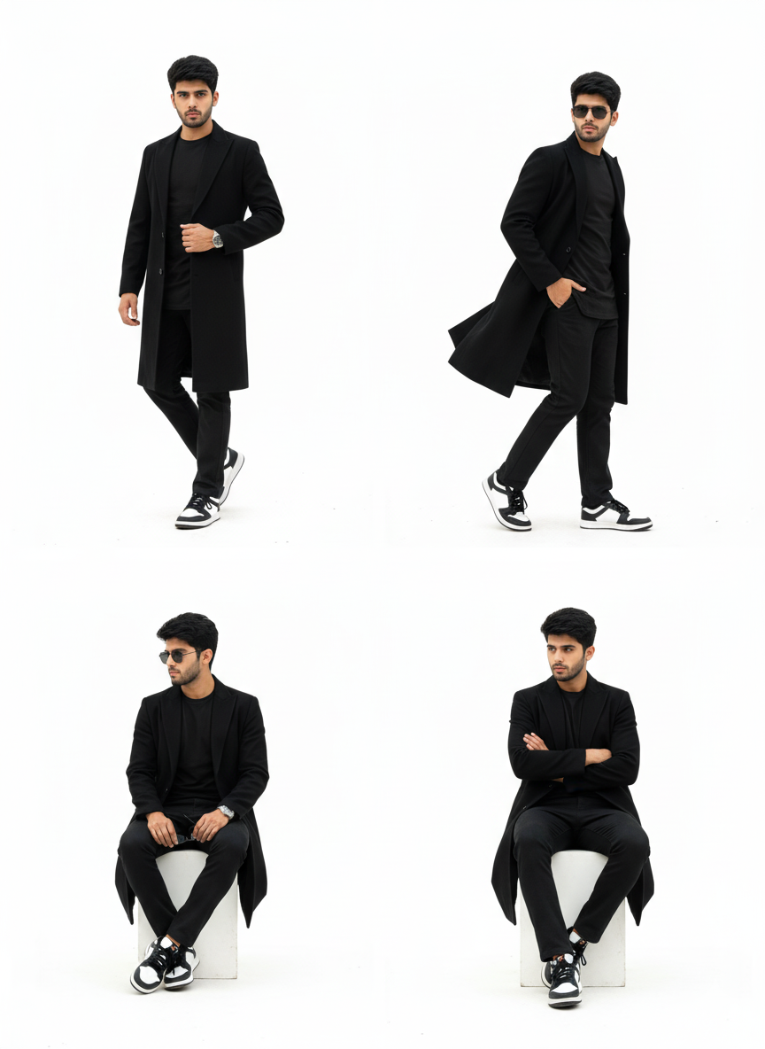 Black Blended Wool Coat