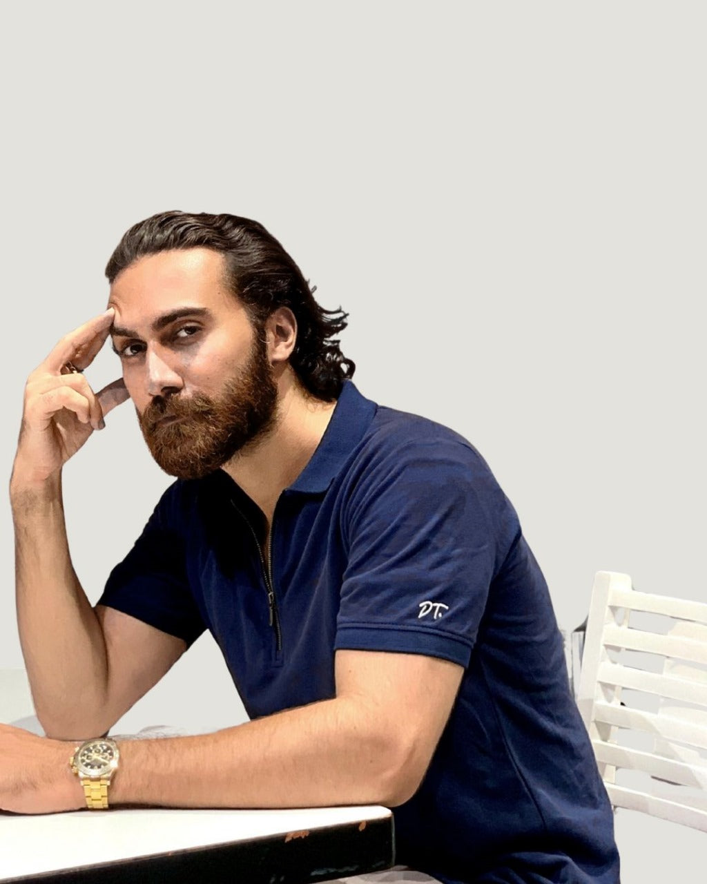 Midnight Blue Zipper Polo