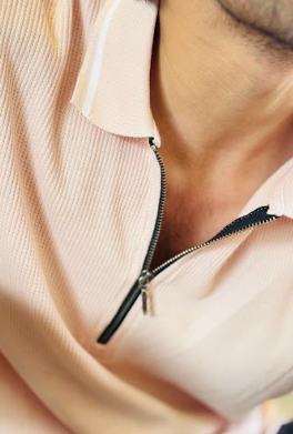 Ash Rose Waffle Zipper Polo