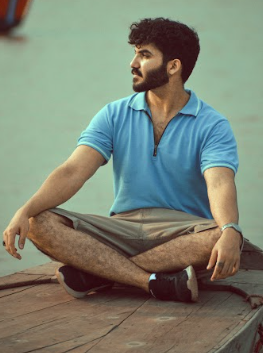 Sky Blue Zipper Polo