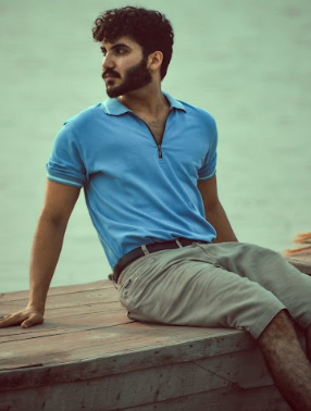 Sky Blue Zipper Polo