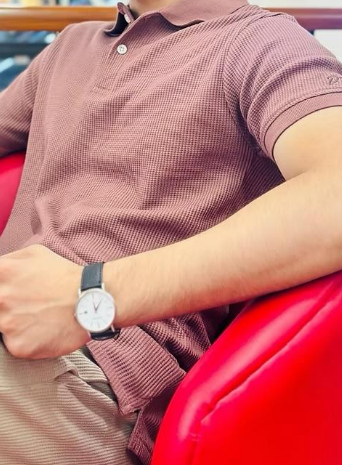 Muted Mauve Waffle Polo