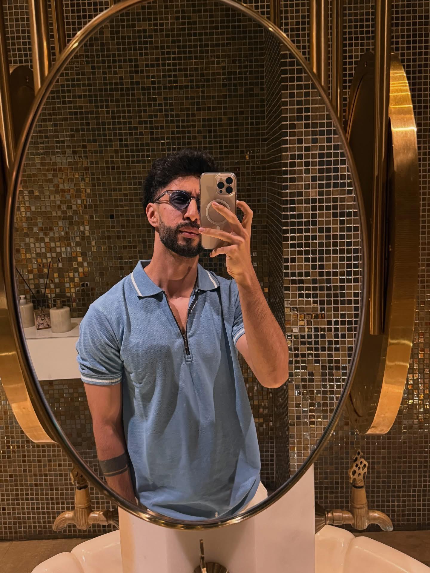 Sky Blue Zipper Polo