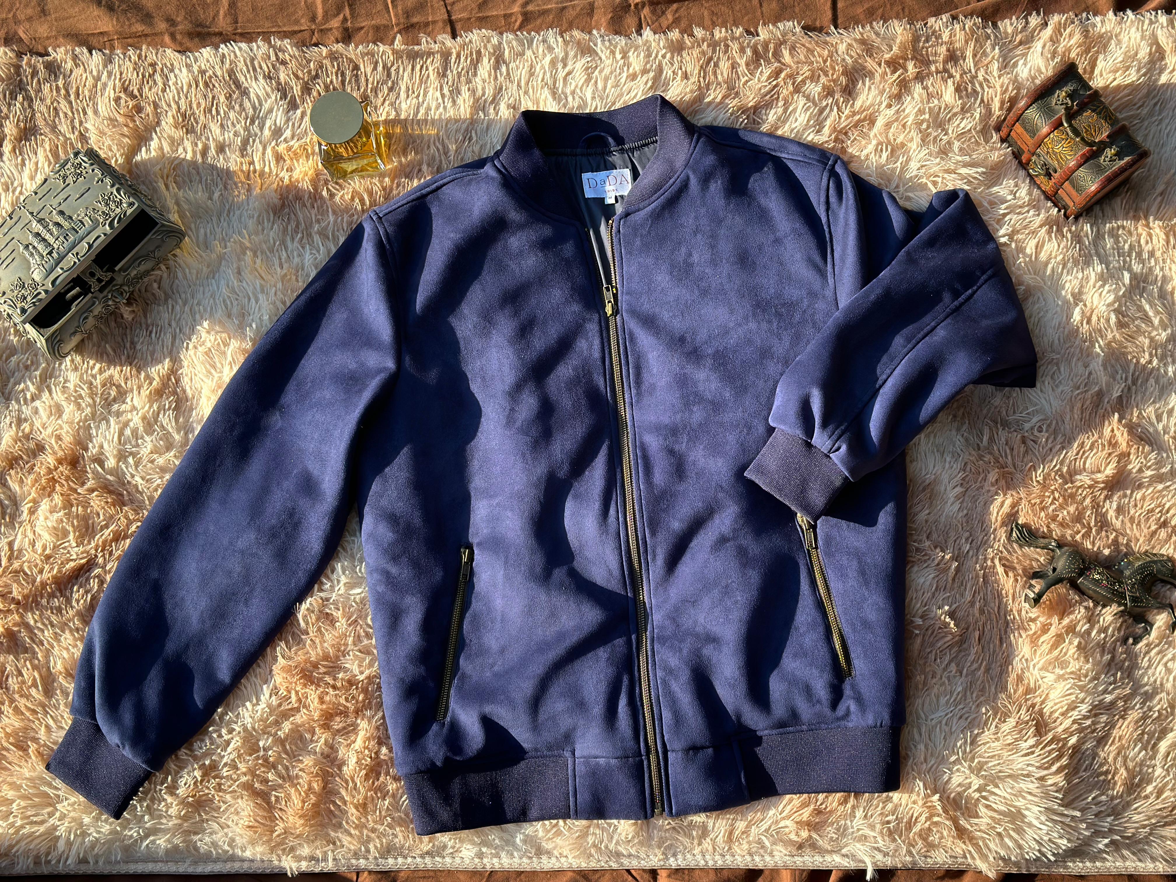 Navy Blue Suede Jacket