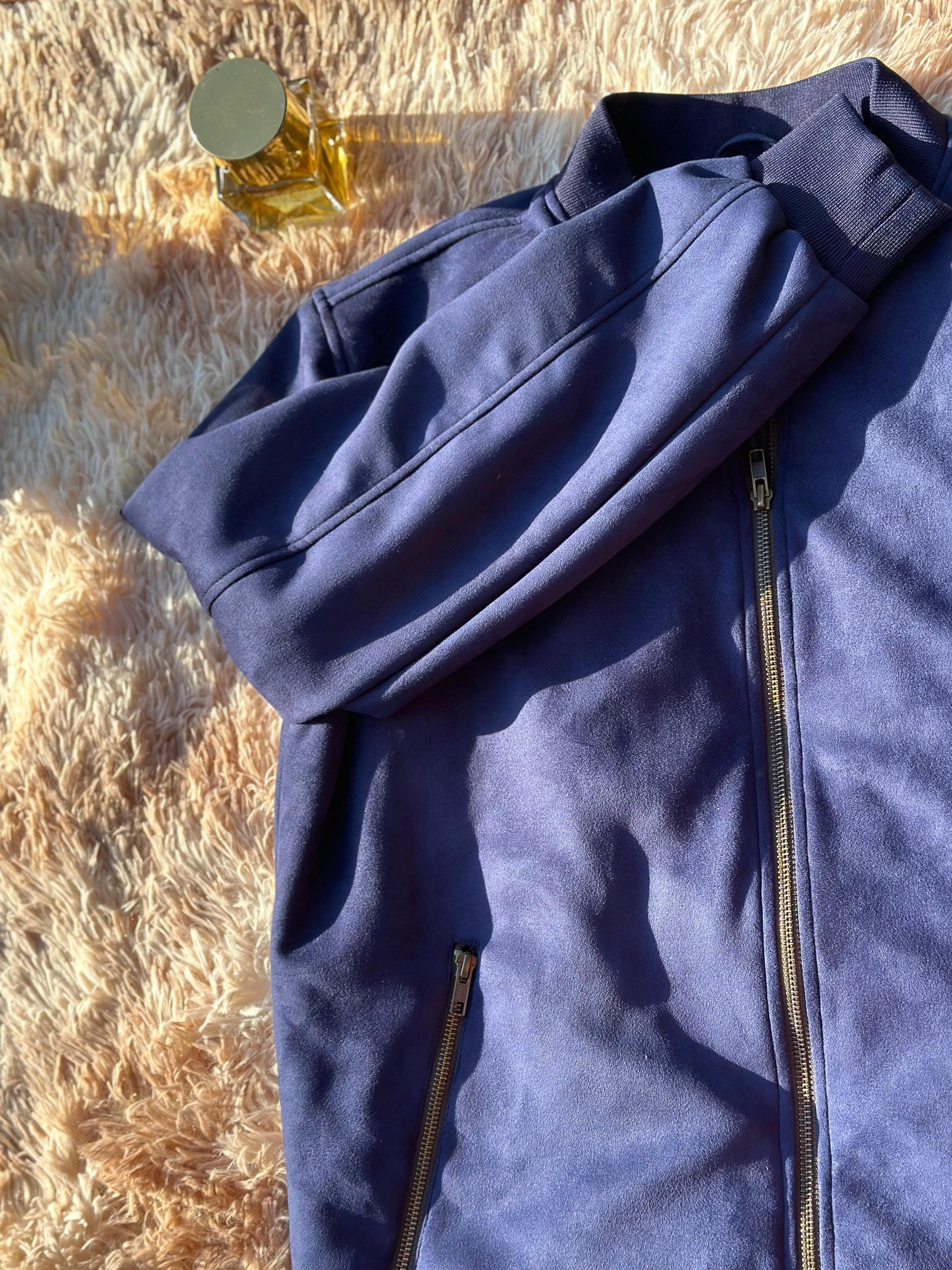 Navy Blue Suede Jacket